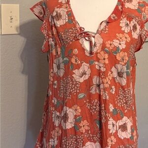 Lucky Brand Floral Blouse - Coral